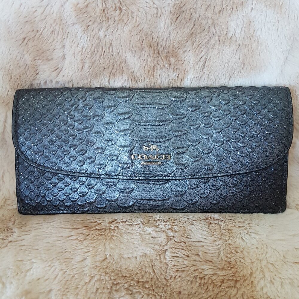 COACH $230 Metallic Snake Glitter Wallet AUTHENTIC COACH COLLECTION ON POSHMARK!